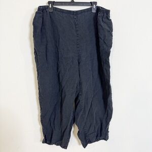 Flax linen black wash bloomer pants